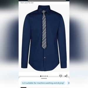 Boy's Navy Blue Shirt and Tie Set